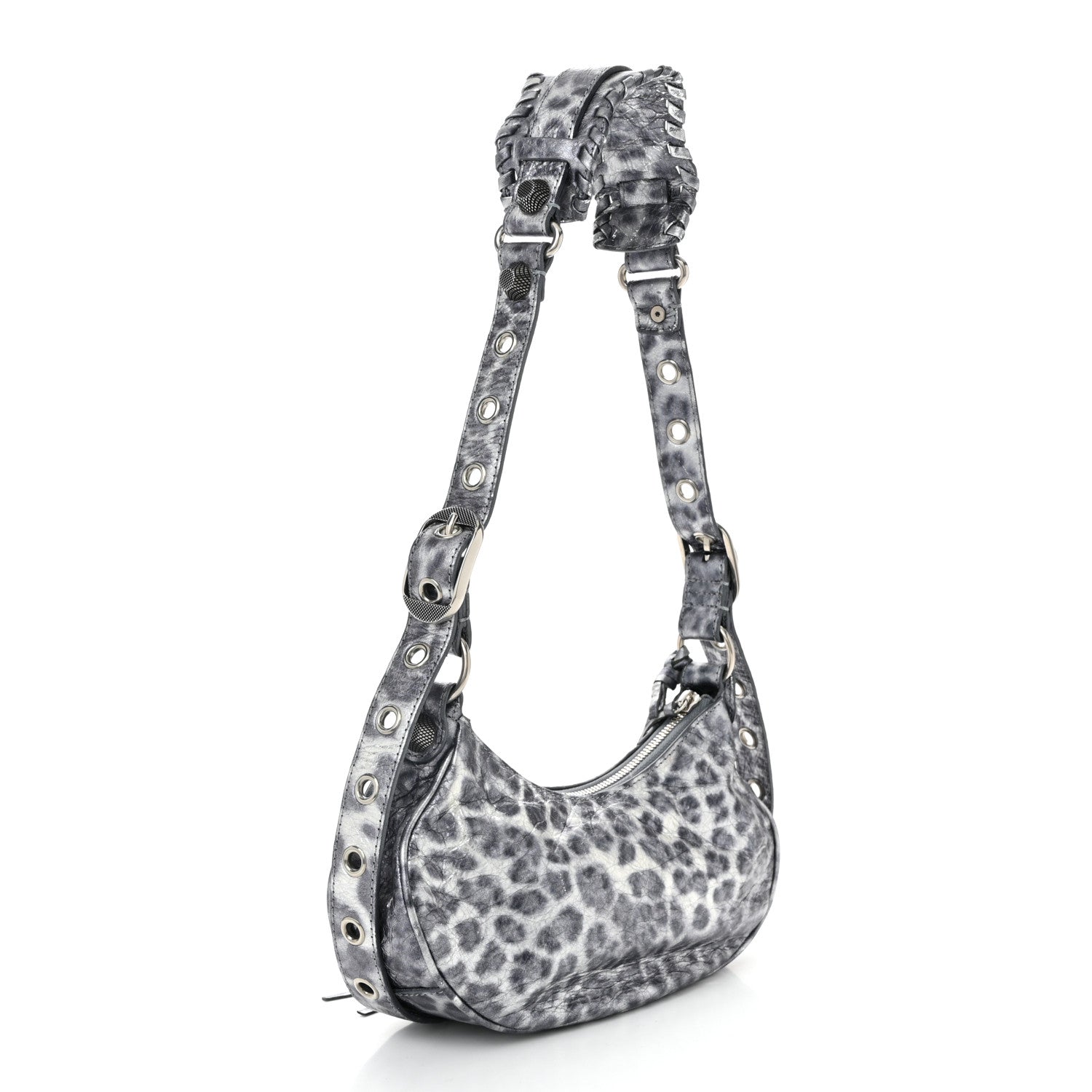 Balenciaga Metallic Agneau Arena Leopard Le Cagole Shoulder Bag XS Dark Grey 4 of 12