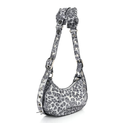 Balenciaga Metallic Agneau Arena Leopard Le Cagole Shoulder Bag XS Dark Grey 4 of 12