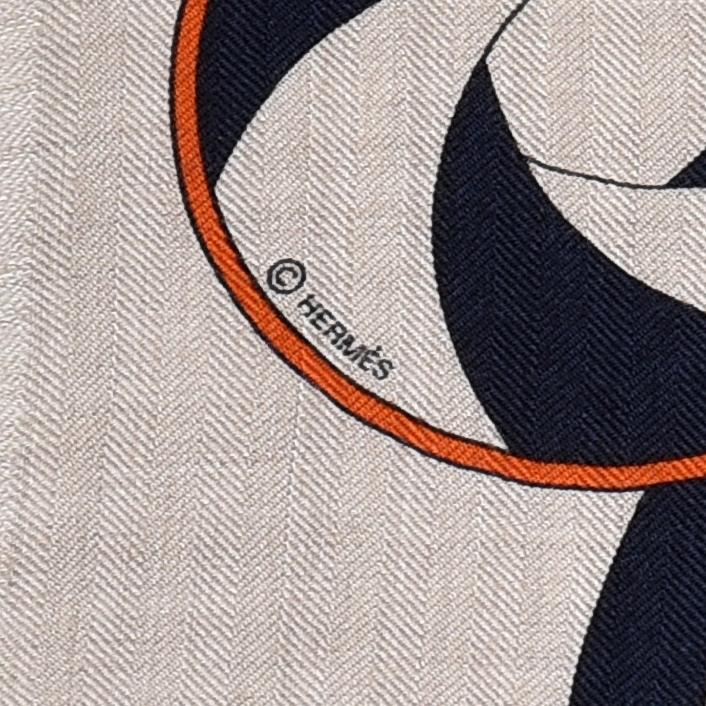 Cashmere Silk Imprimeur Fou Sequences Shawl 140 Naturel Kaki Orange