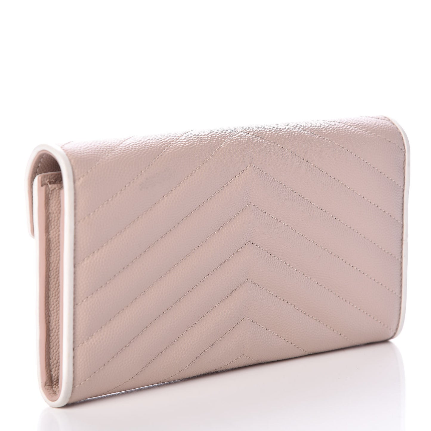 Grain De Poudre Matelasse Large Monogram Flap Wallet Pale Pink