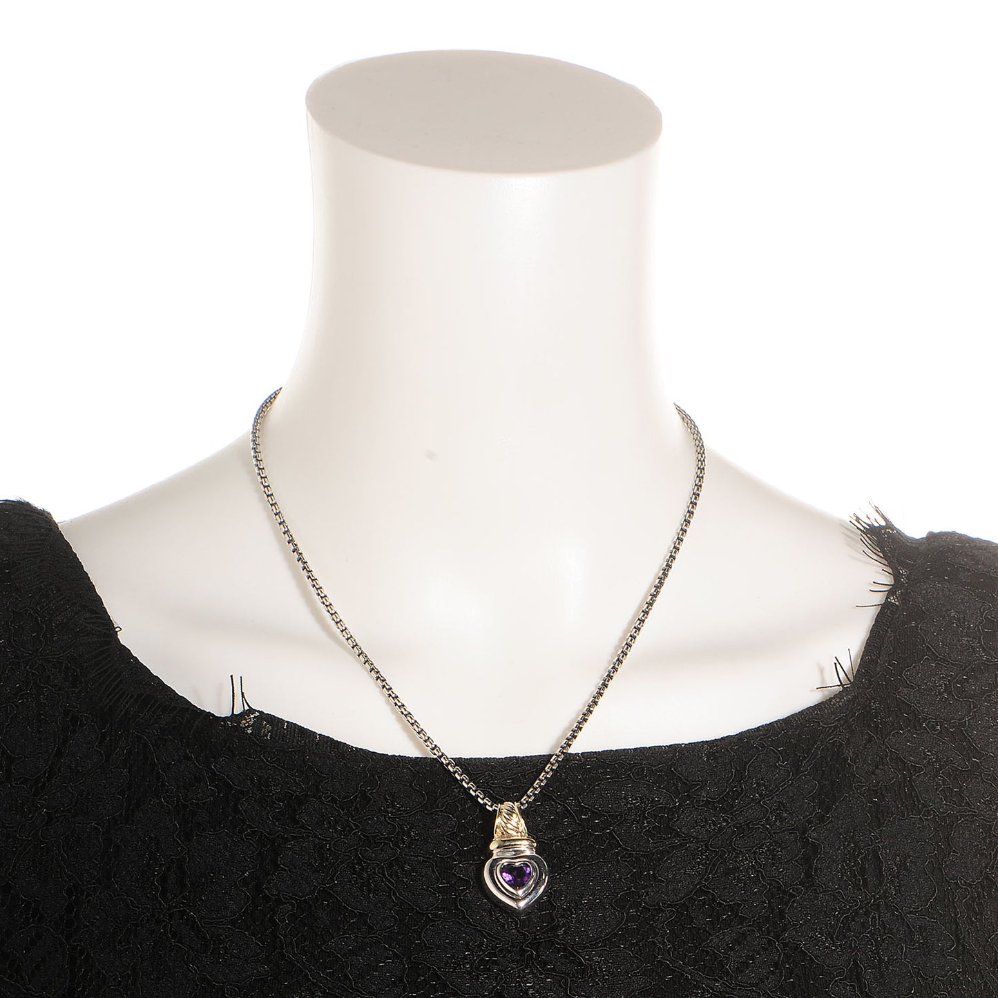 Sterling Silver 14k Gold Amethyst Heart Pendant Necklace
