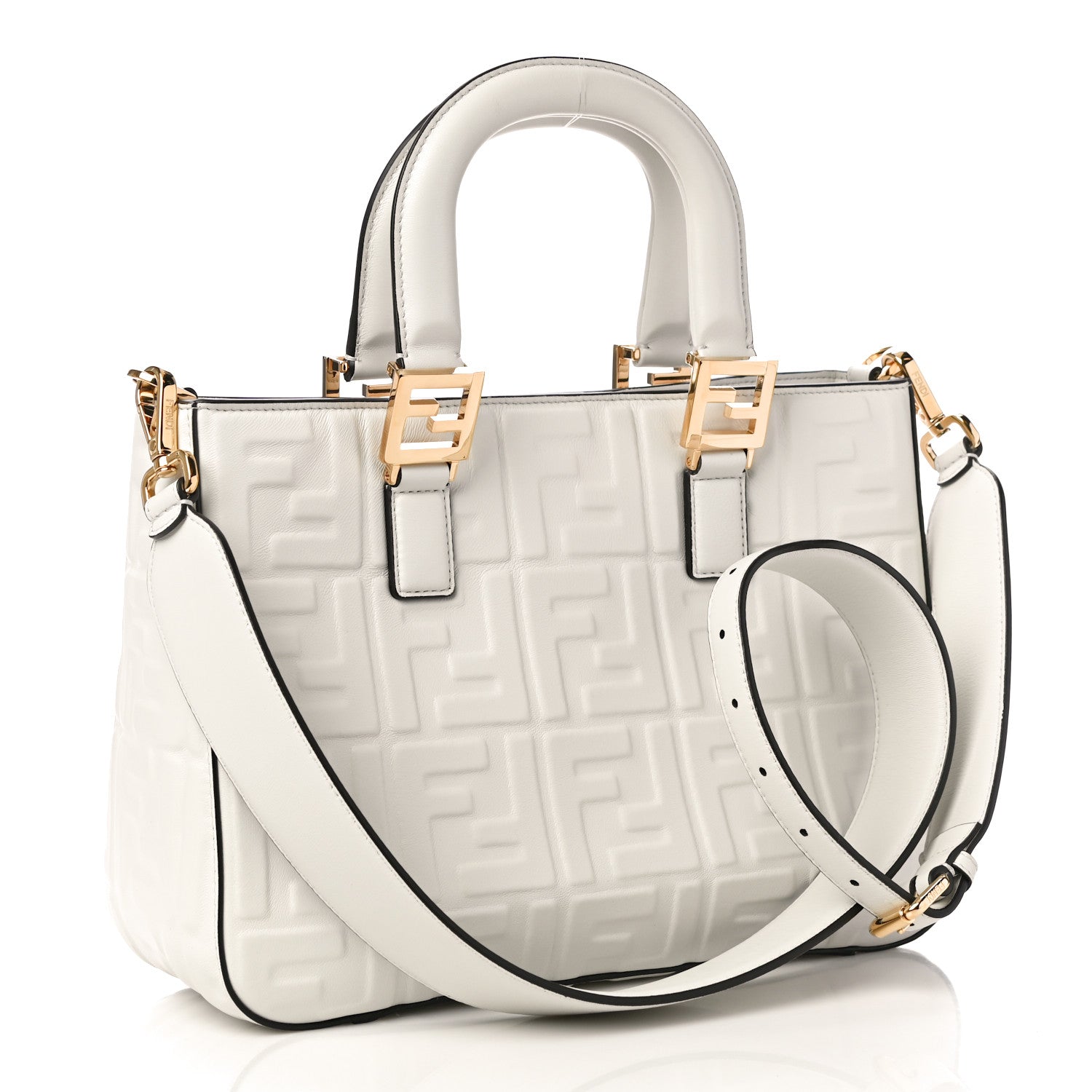 Fendi Nappa FF 1974 Embossed Small FF Tote White 3 of 9