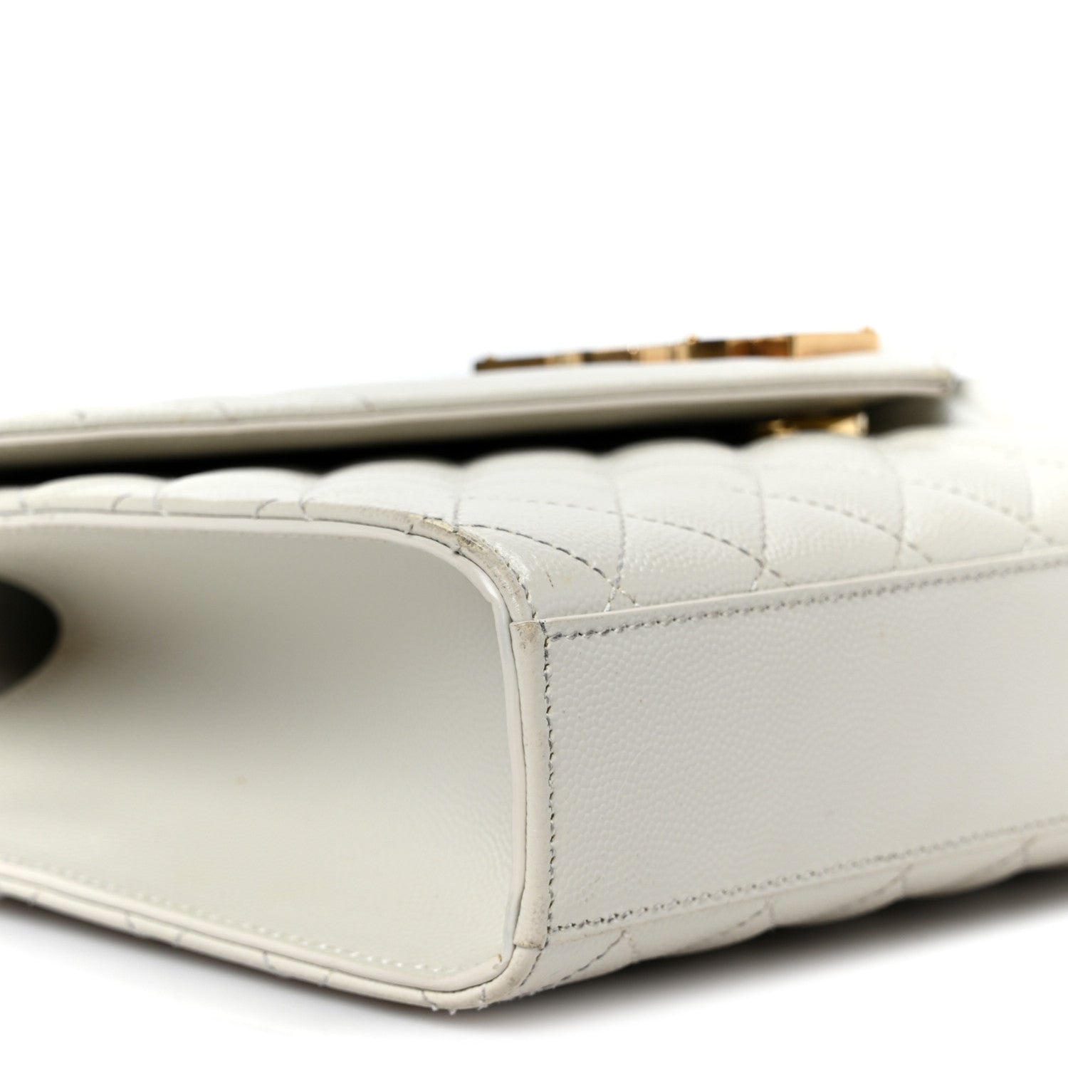 Saint Laurent Grain De Poudre Textured Mixed Matelasse Medium Triquilt Monogram Satchel Crema Soft 9 of 12