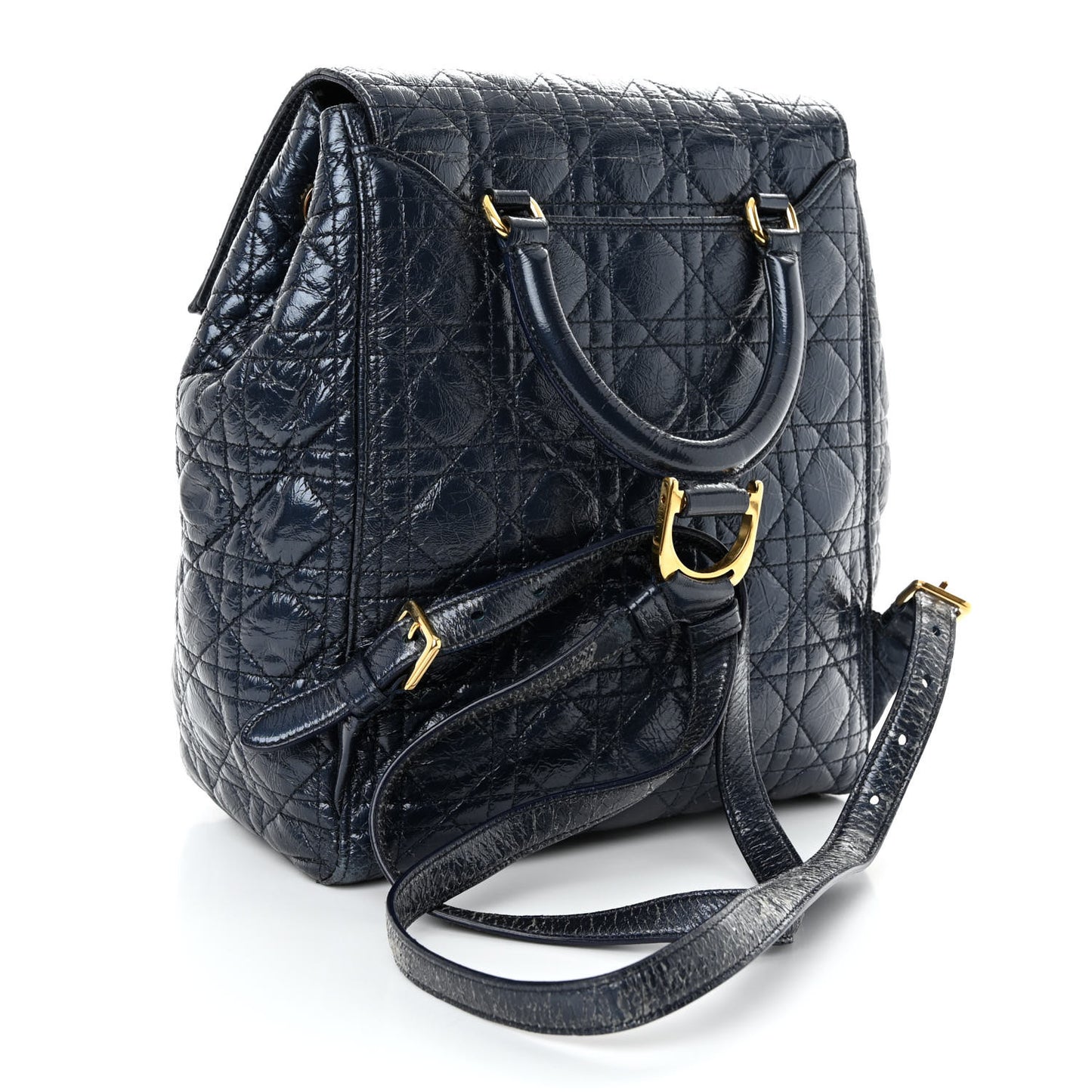 Ceramic Effect Deerskin Cannage Large Stardust Backpack Navy Blue