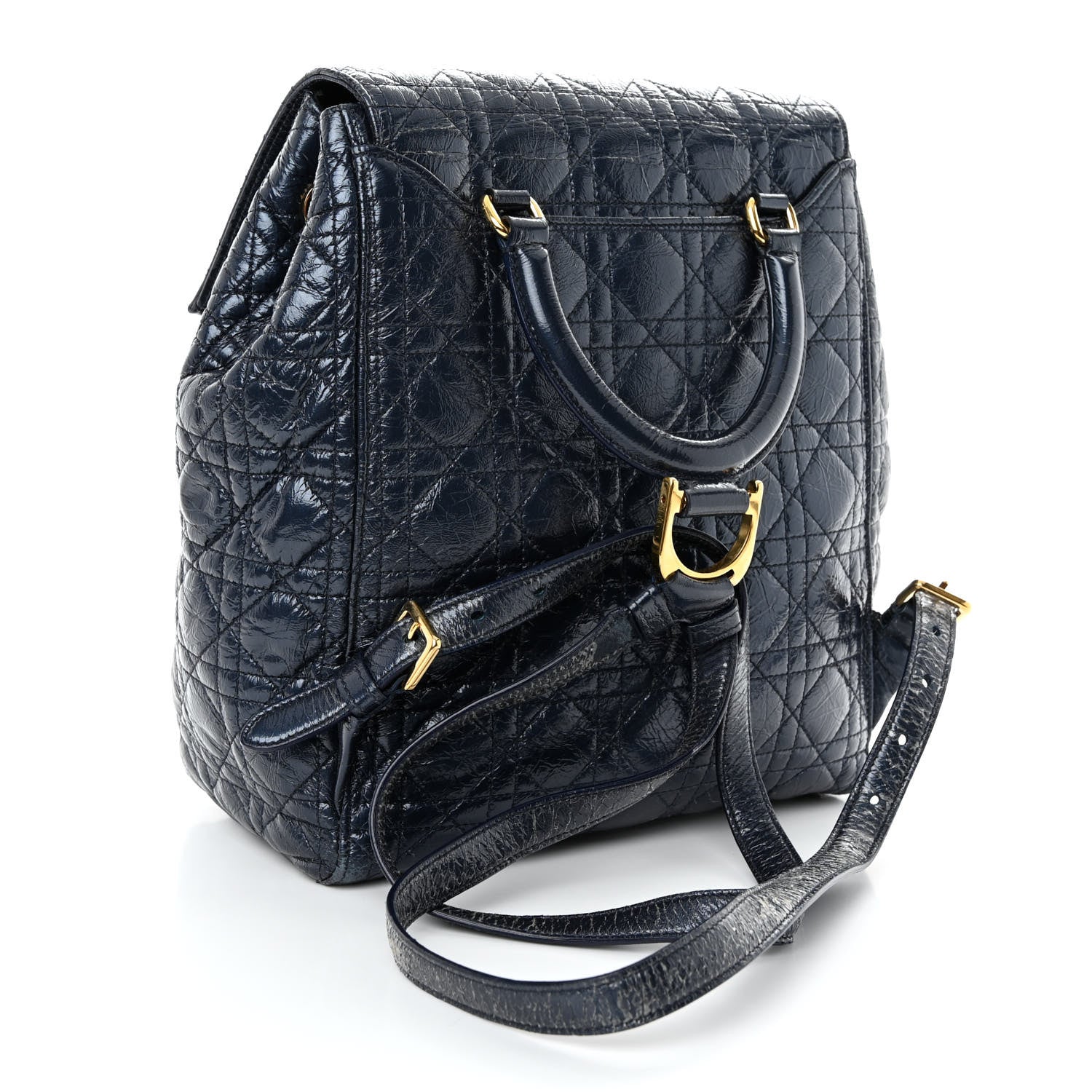 Christian Dior Ceramic Effect Deerskin Cannage Large Stardust Backpack Navy Blue 3 of 10