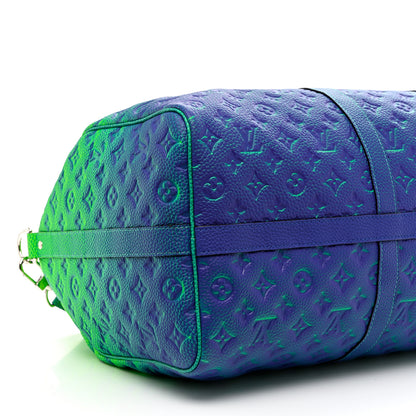 Louis Vuitton Taurillon Illusion Keepall Bandouliere 50 Bleu Vert 7 of 8