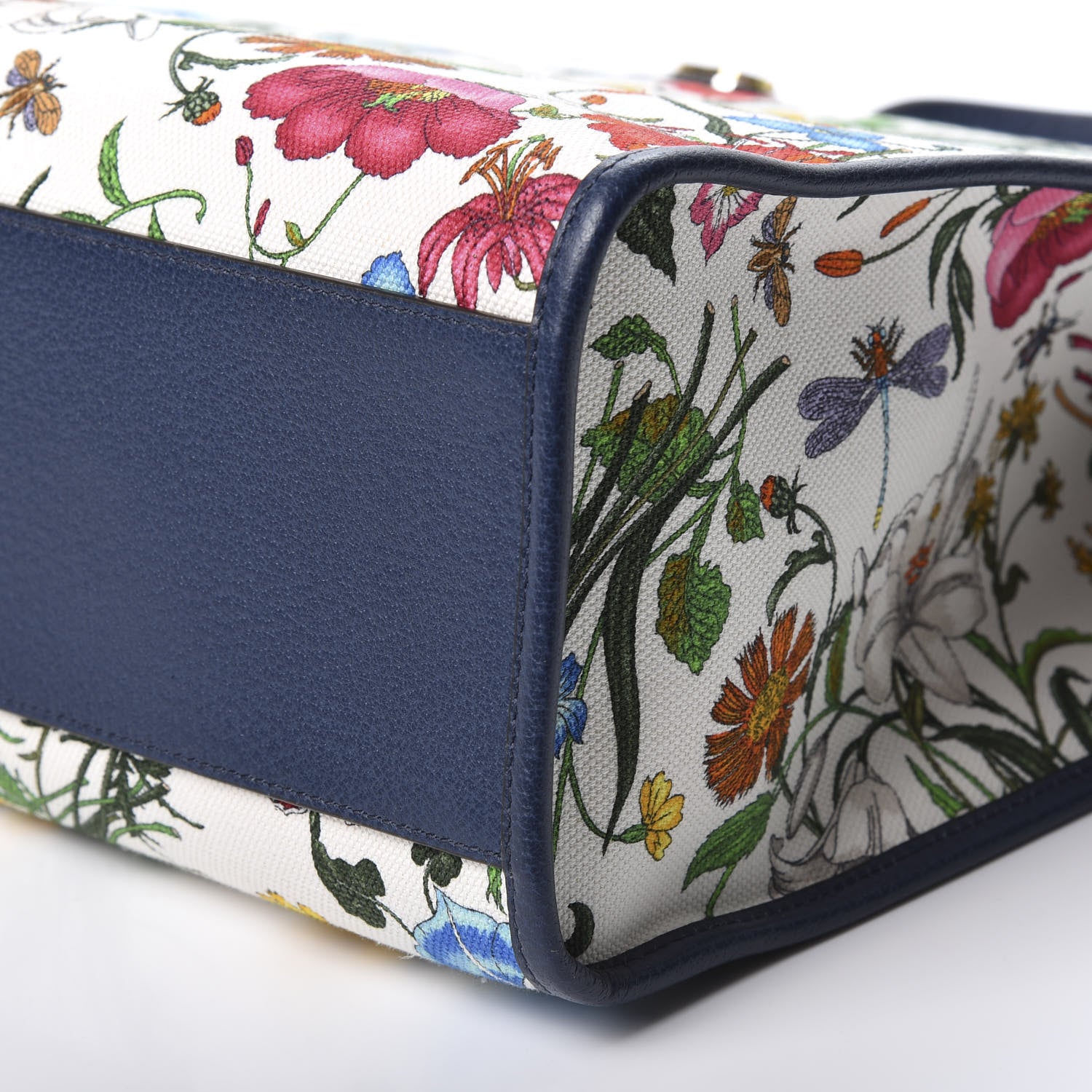Gucci Canvas Large Flora Tote Navy Multicolor 6 of 9