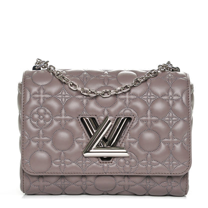 Louis Vuitton Lambskin Flower Quilted Twist Shoulder Bag GM Gris 1 of 7