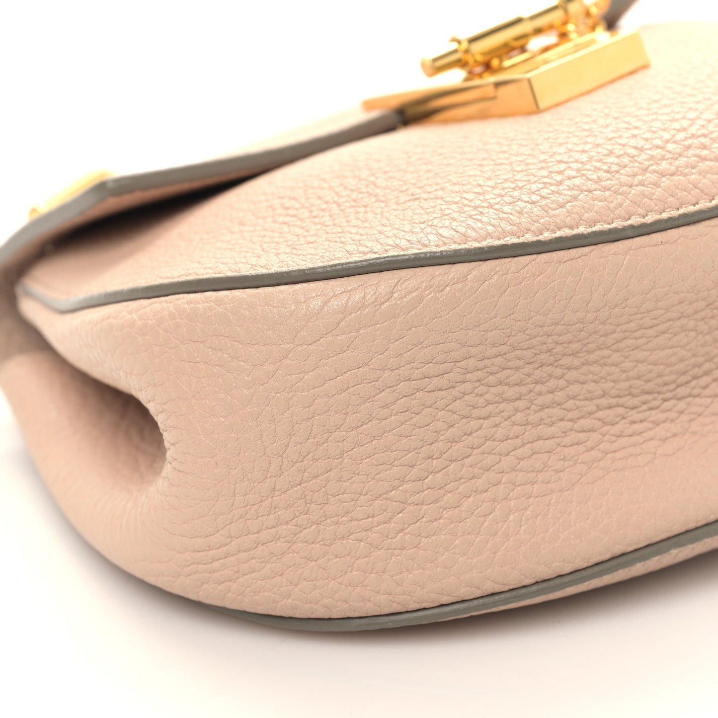 Grained Lambskin Mini Drew Shoulder Bag Cement Pink