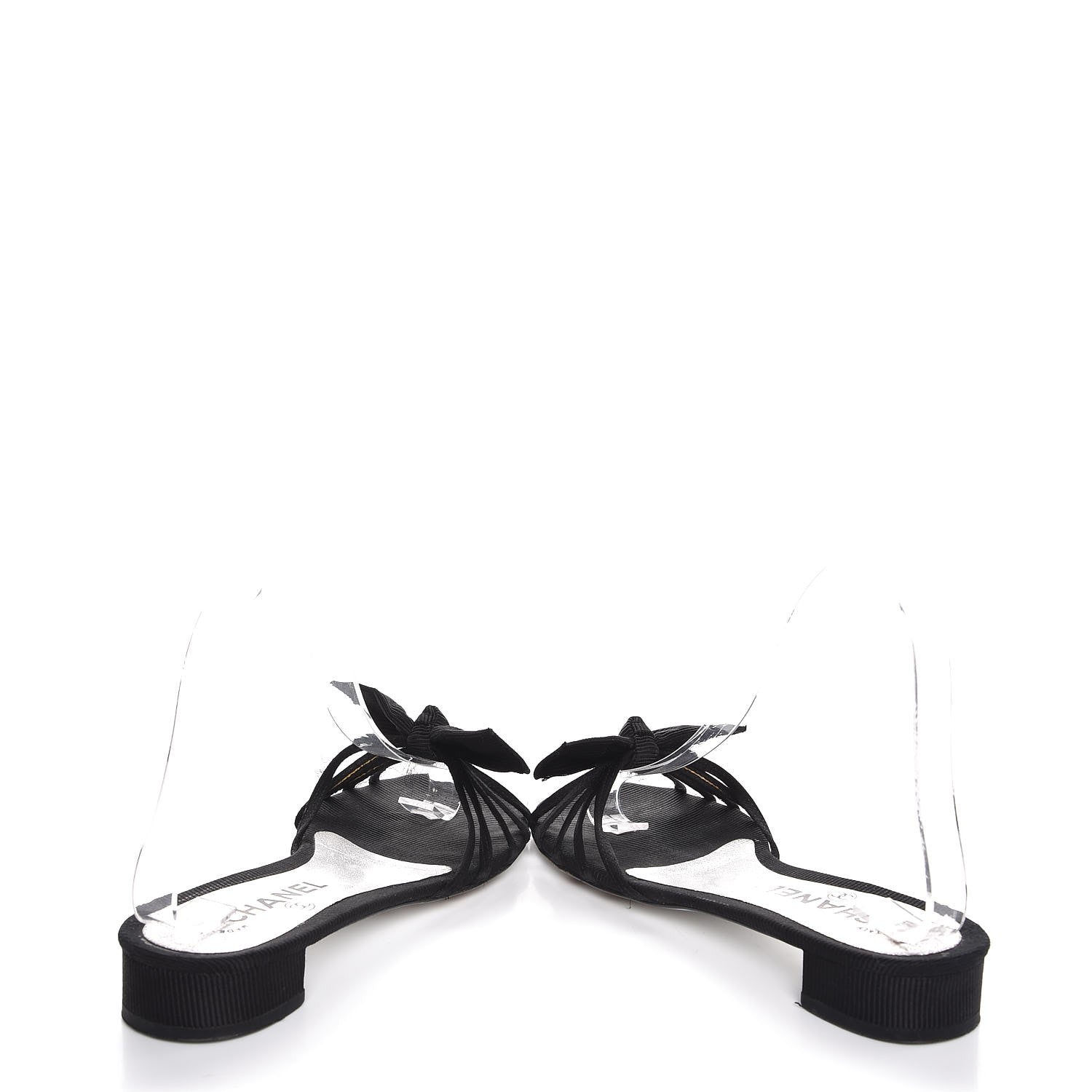 Chanel Grosgrain Pearl CC Bow Sandals 36.5 Black 6 of 11