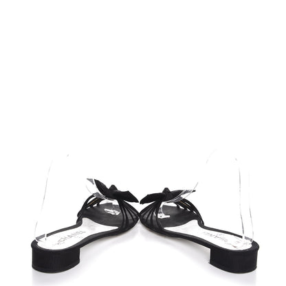 Chanel Grosgrain Pearl CC Bow Sandals 36.5 Black 6 of 11