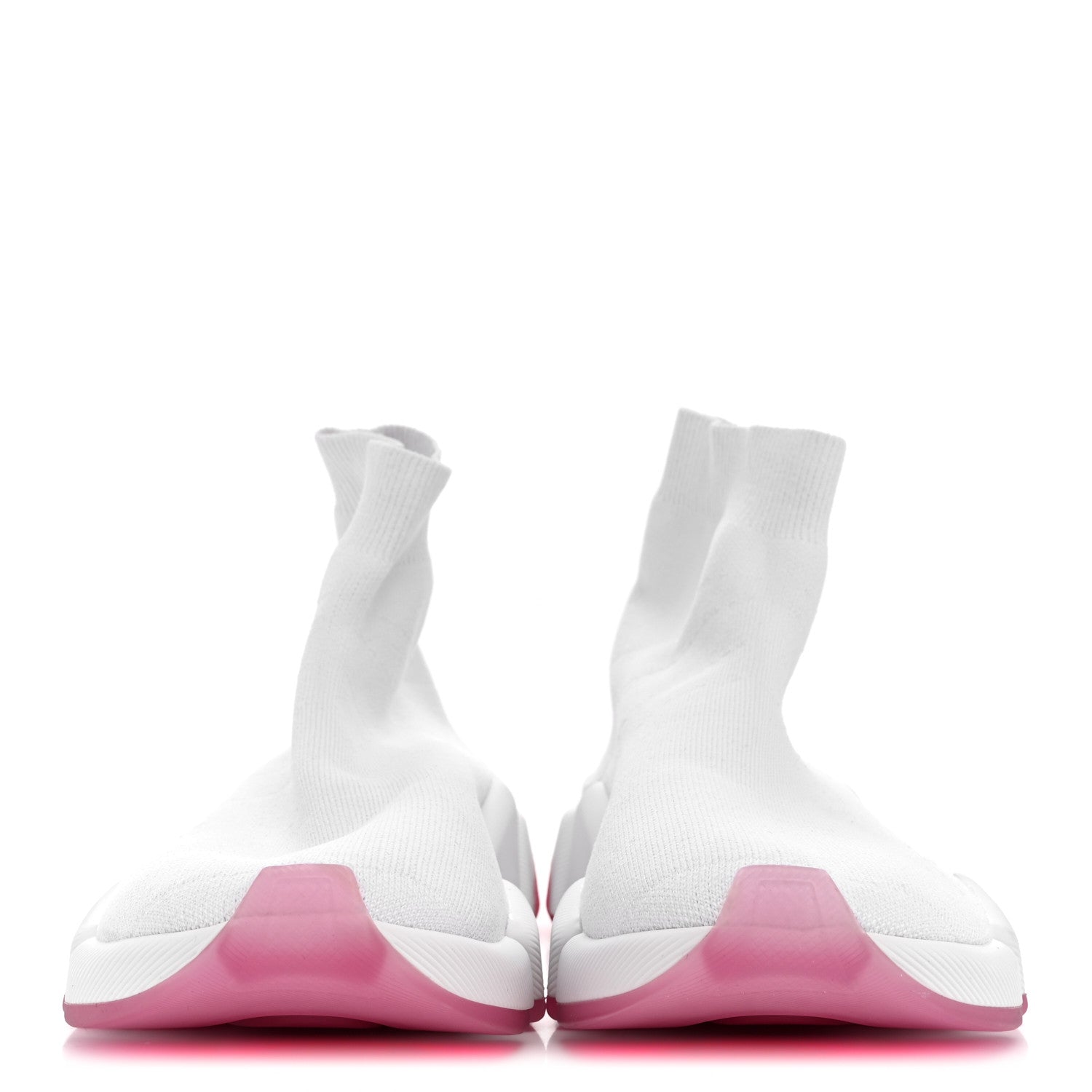 Balenciaga Technical 3D Recycled Knit Bi-Color Womens Speed 2.0 Transparent Sole Sneakers 40 Pink White 3 of 9