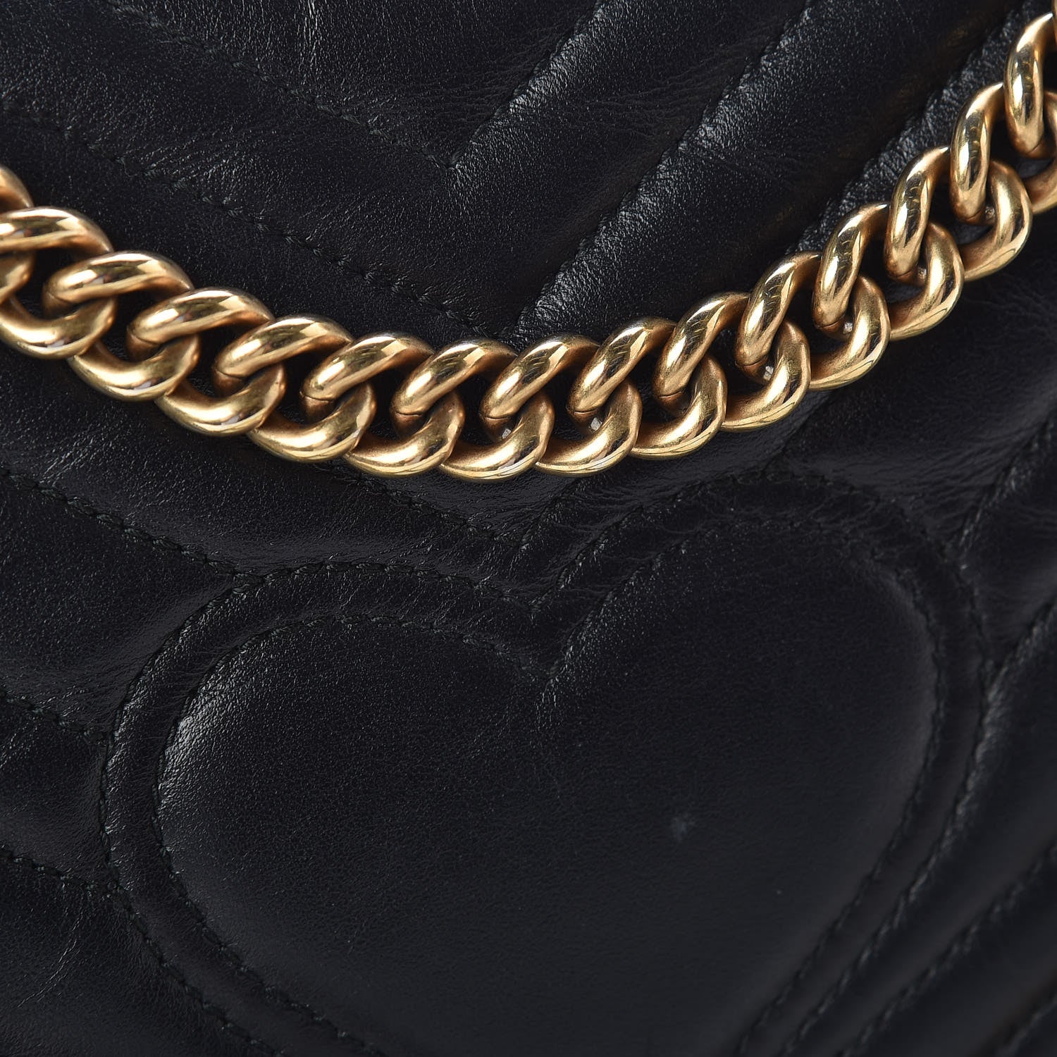 Gucci Calfskin Matelasse Small GG Marmont Shoulder Bag Black 12 of 16