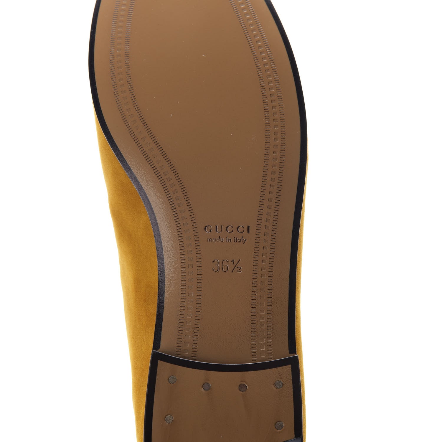 Gucci Softy Velvet Malaga Kid Deer Embroidered Jordaan Loafers 36.5 Senape Crop 9 of 11