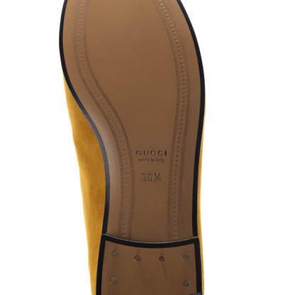 Gucci Softy Velvet Malaga Kid Deer Embroidered Jordaan Loafers 36.5 Senape Crop 9 of 11