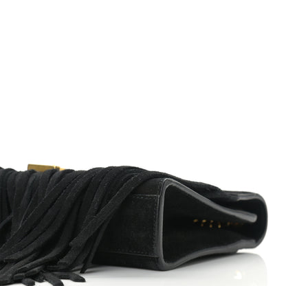 Saint Laurent Suede Fringe Small Monogram Satchel Black 8 of 8