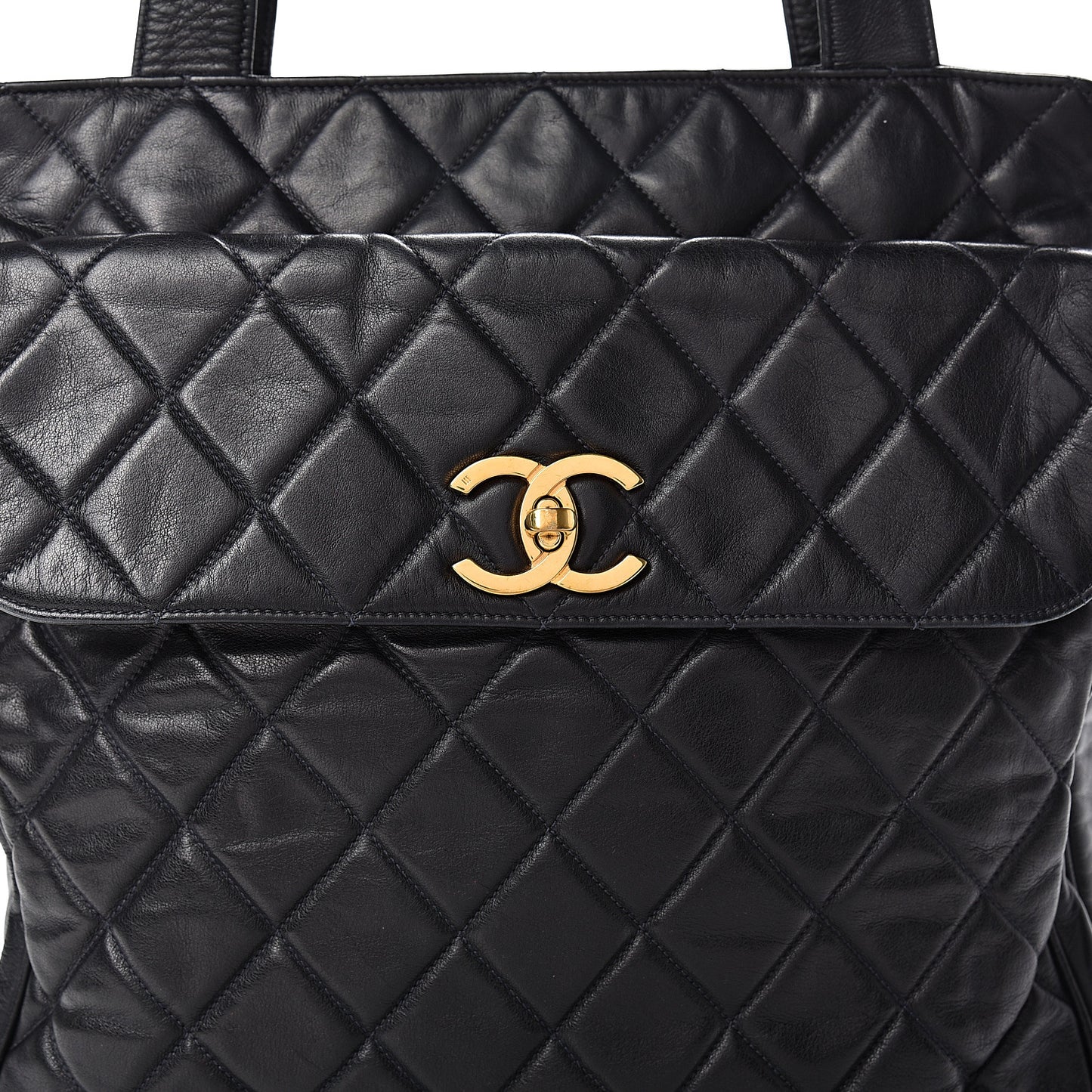 Lambskin Quilted CC Shoulder Bag Navy