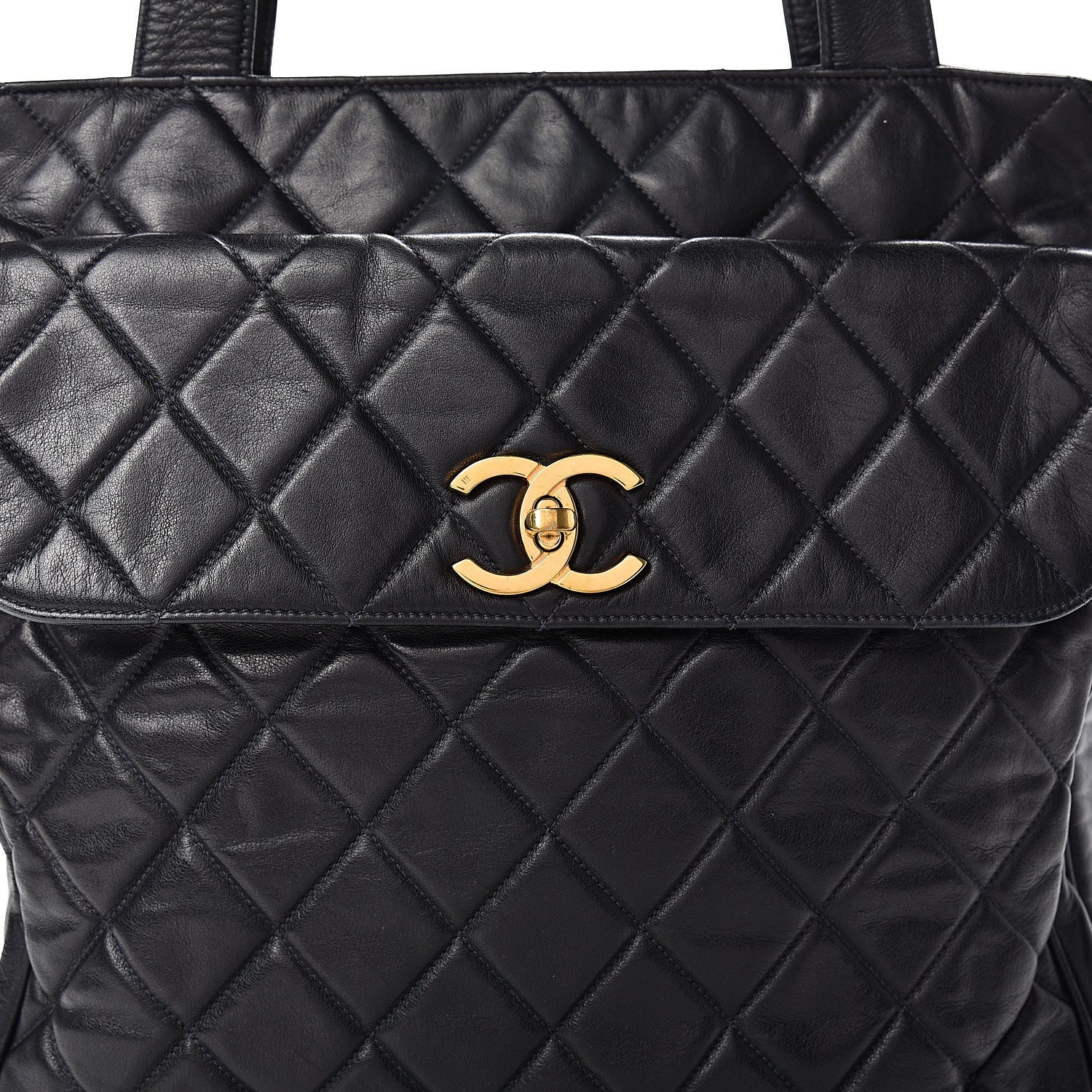 Chanel Lambskin Quilted CC Shoulder Bag Navy 7 of 16