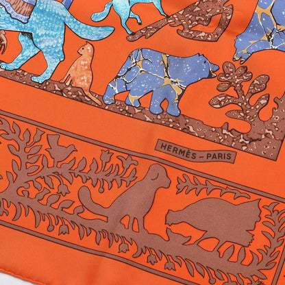 Hermes Silk Early America Scarf 90 Orange Turquoise Havane 3 of 7
