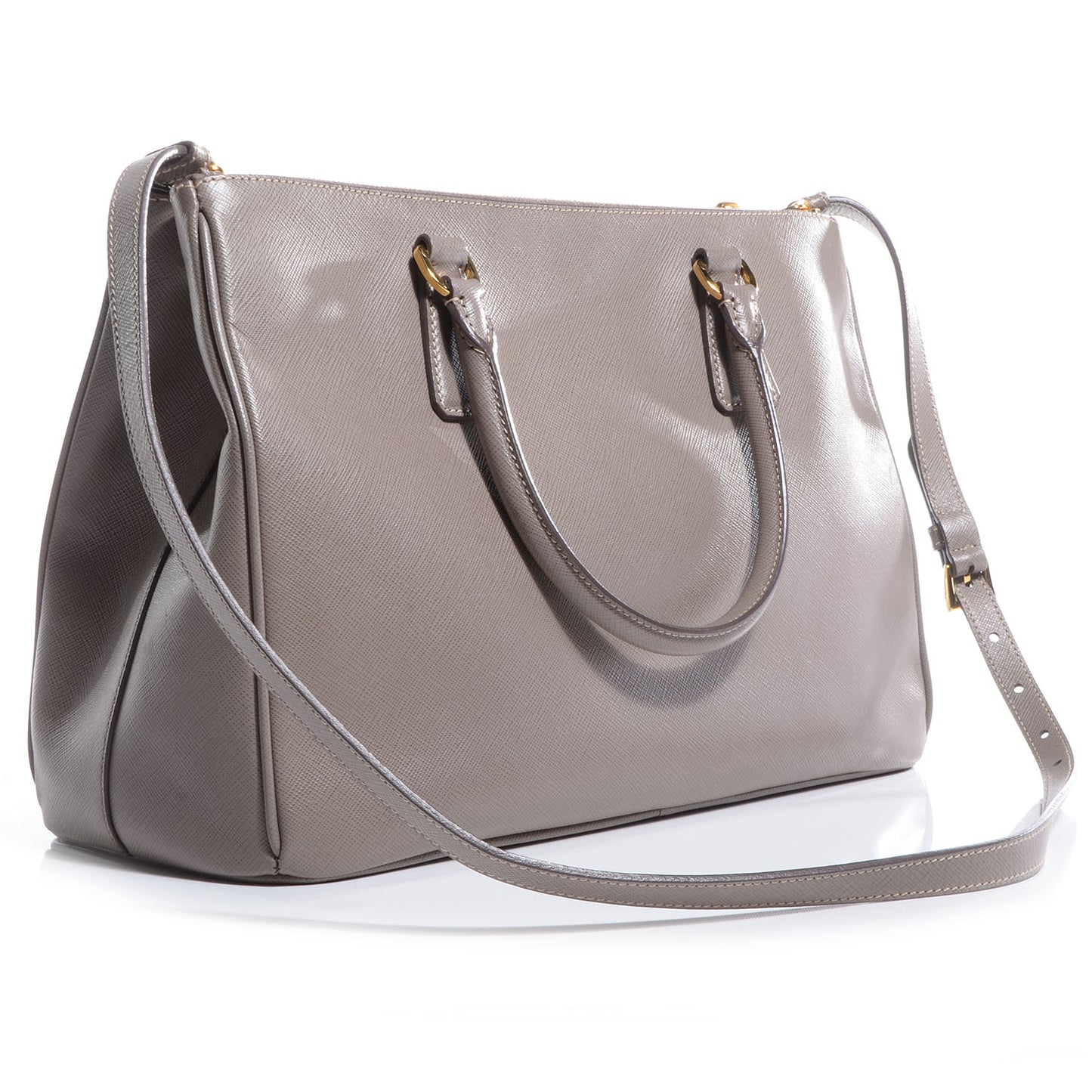 Saffiano Lux Medium Double Zip Tote Argilla