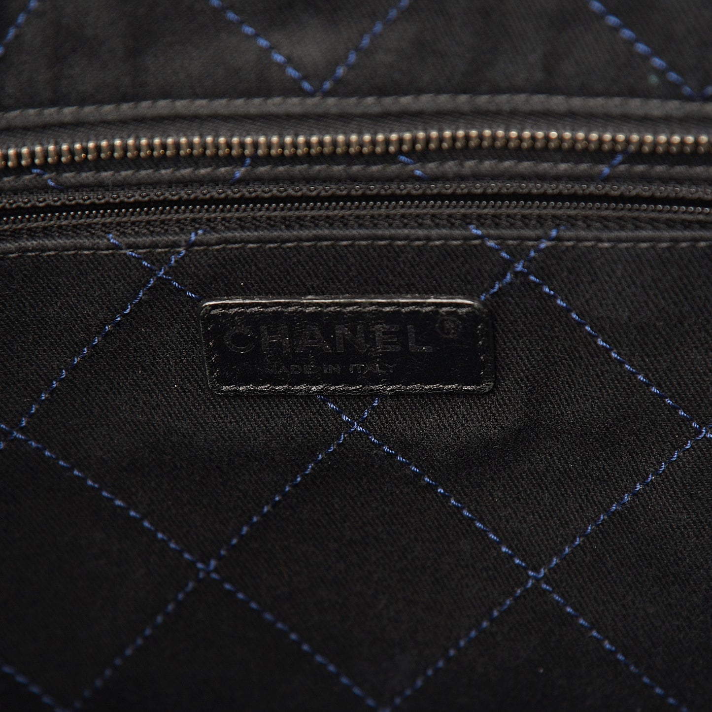 Grained Calfskin Shopping Fever Tote Blue