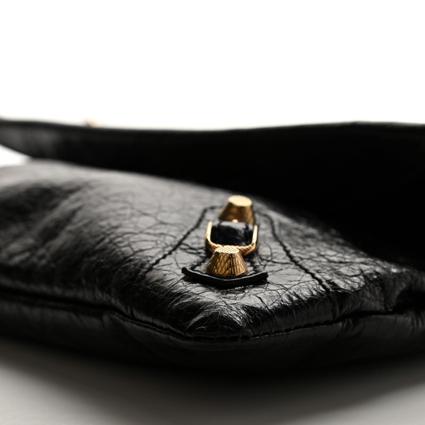 Agneau Giant 12 Gold Hardware Envelope Strap Clutch Black