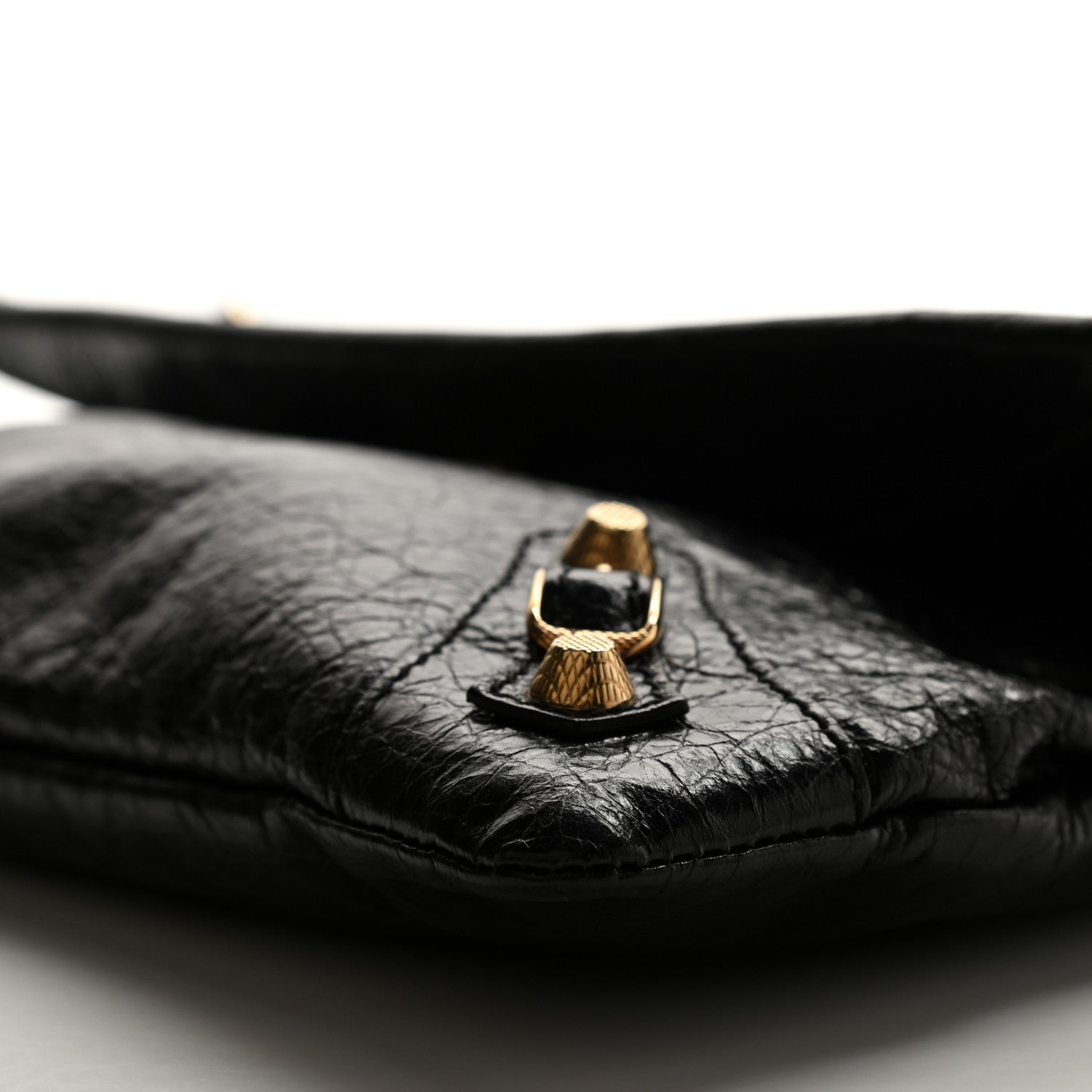 Balenciaga Agneau Giant 12 Gold Hardware Envelope Strap Clutch Black 8 of 8