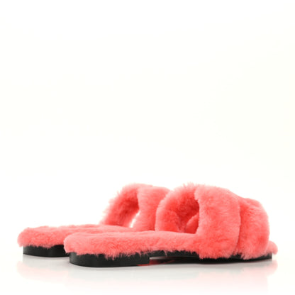 Hermes Woolskin Oran Sandals 36.5 Rose Du Desert 4 of 8