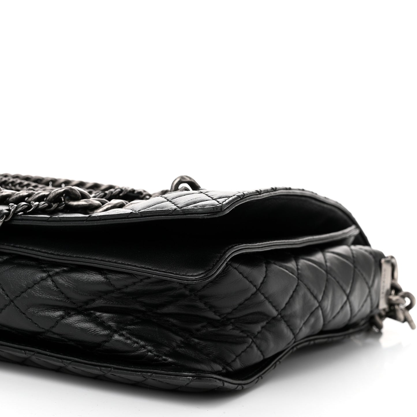 Calfskin Tweed Enchained XL Boy Flap Black