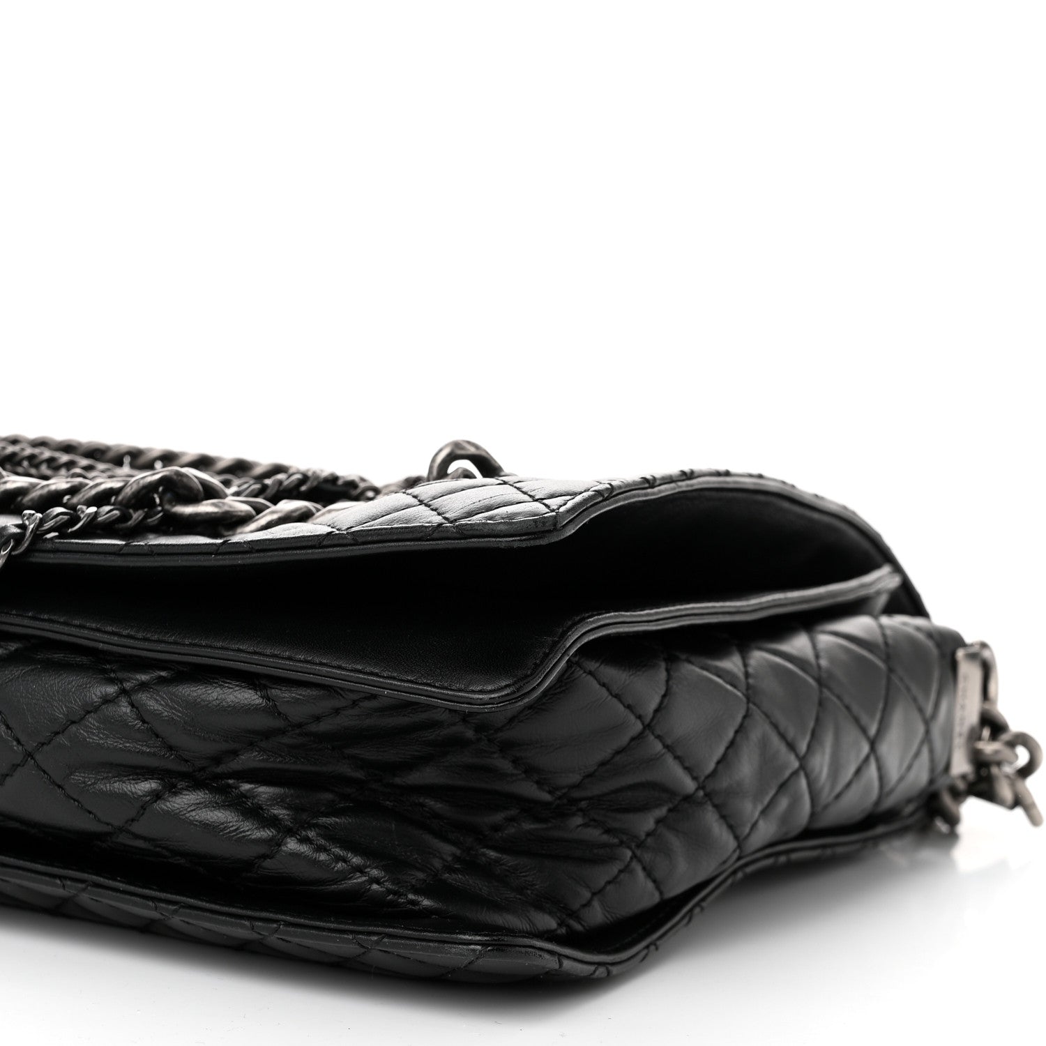Chanel Calfskin Tweed Enchained XL Boy Flap Black 10 of 10