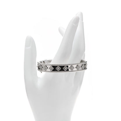 Van Cleef & Arpels 18K White Gold Diamond Perlee Clovers Bangle Bracelet M 2 of 5