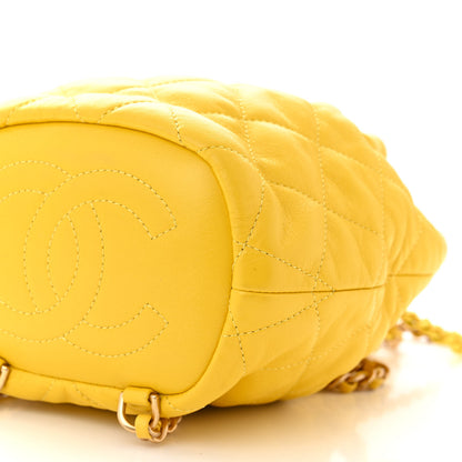 Chanel Lambskin Quilted Drawstring Backpack Yellow 10 of 10