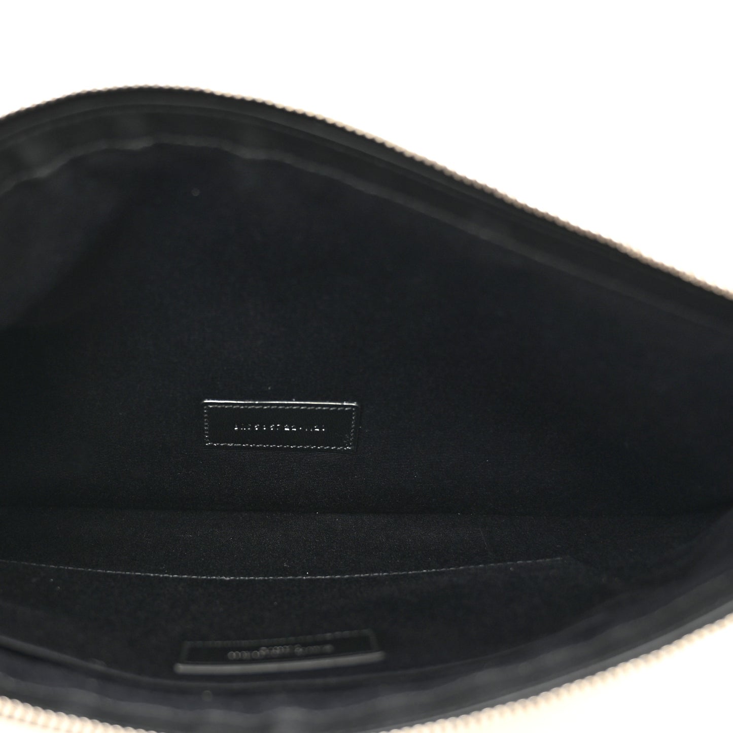 Raffia Calfskin Rive Gauche Zipped Pouch Naturale Black