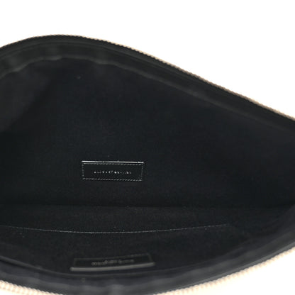 Saint Laurent Raffia Calfskin Rive Gauche Zipped Pouch Naturale Black 5 of 7