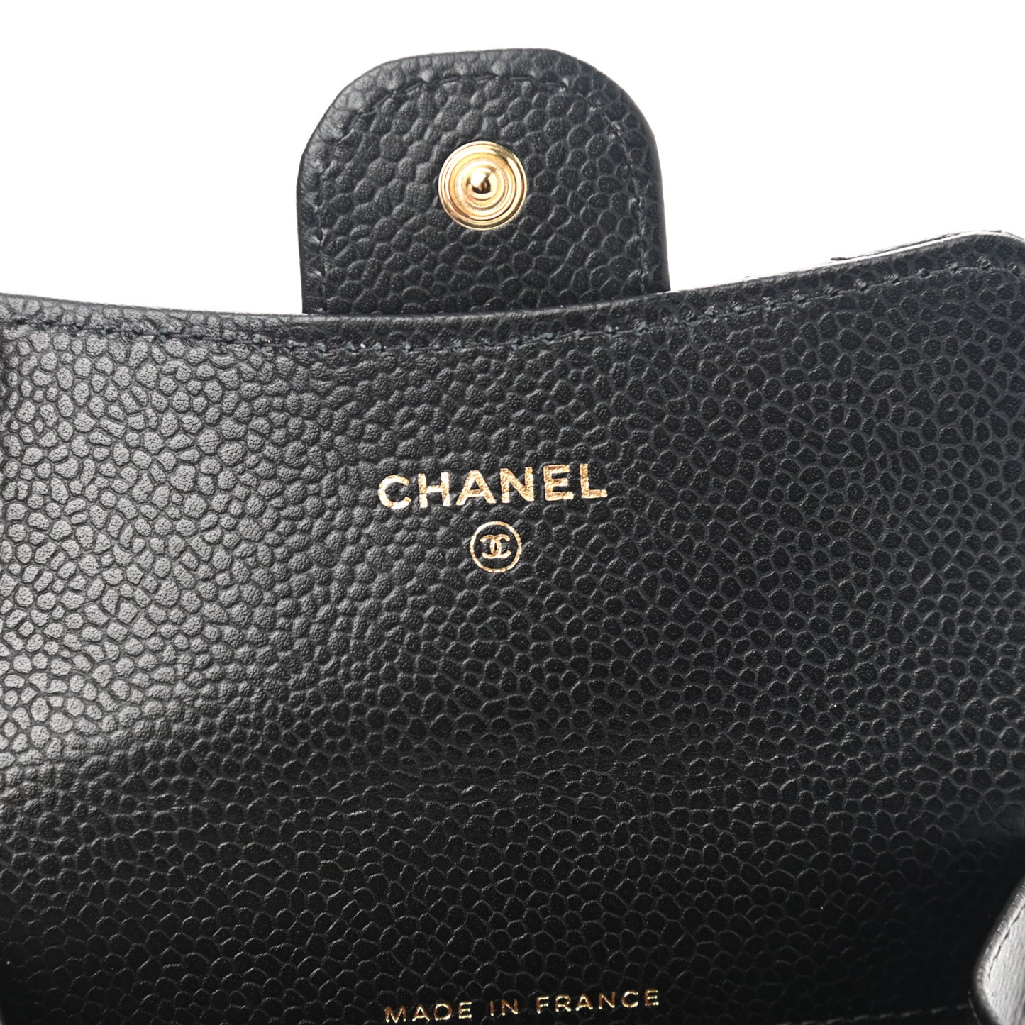Caviar Quilted Flap Card Holder Wallet Black