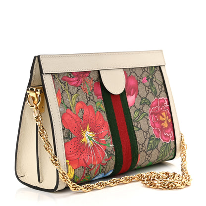 Gucci GG Supreme Monogram Flora Web Small Ophidia Chain Shoulder Bag White 3 of 11