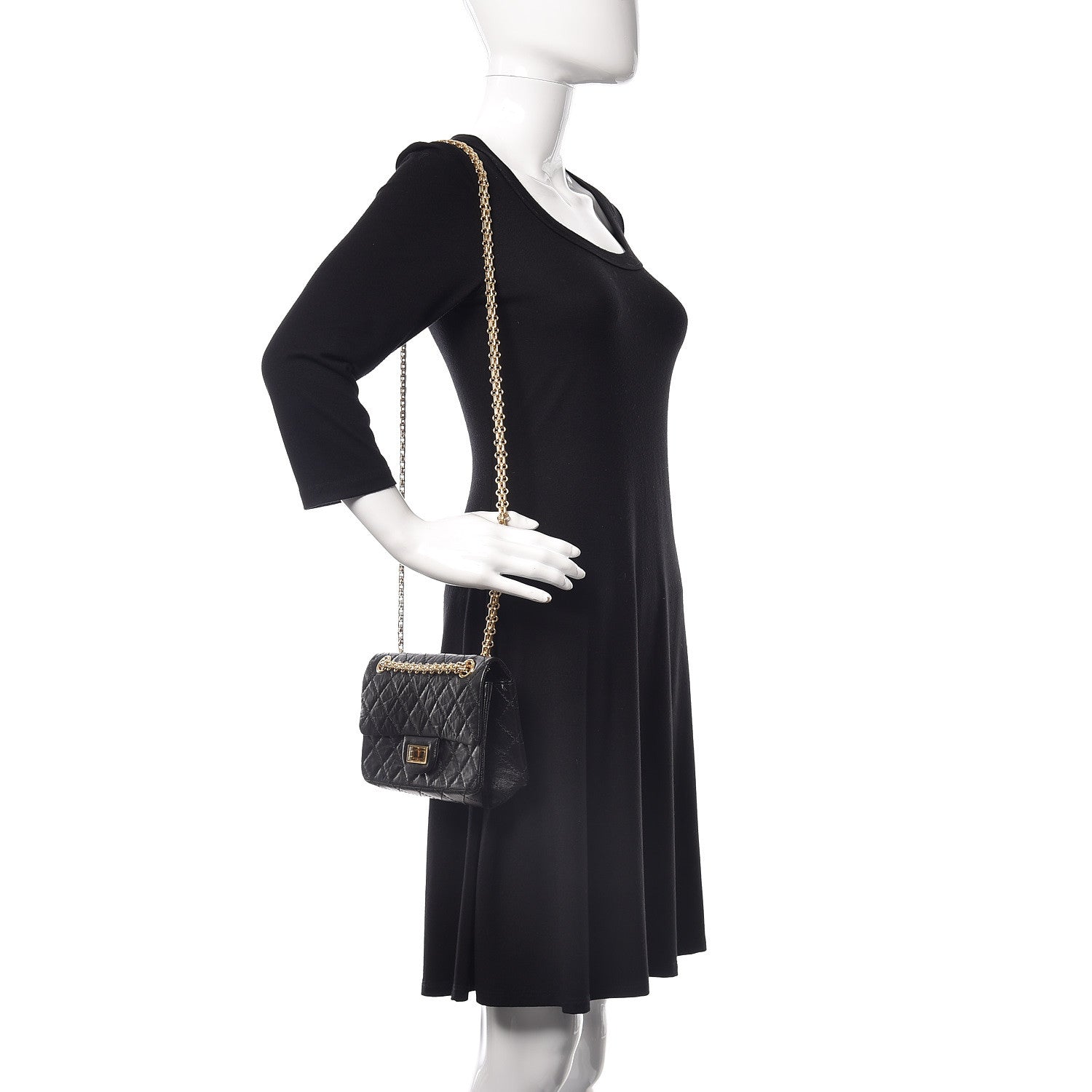 Chanel Aged Calfskin Quilted 2.55 Reissue Mini Flap Black 2 of 11