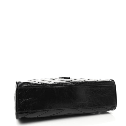 Saint Laurent Crinkled Calfskin Matelasse Monogram Large Niki Shopper Tote Black 4 of 9