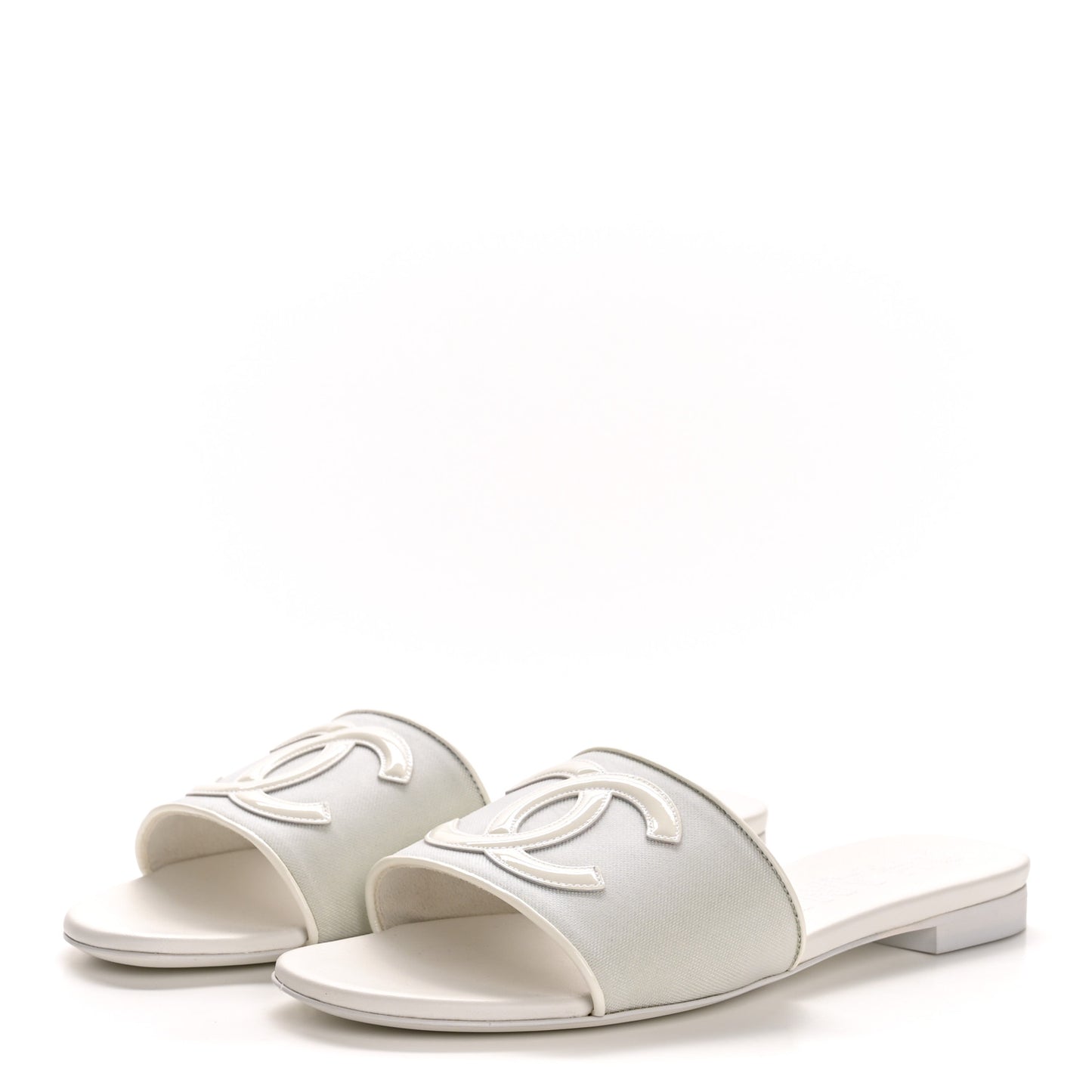 Patent Calfskin CC Mules Sandals 39 White