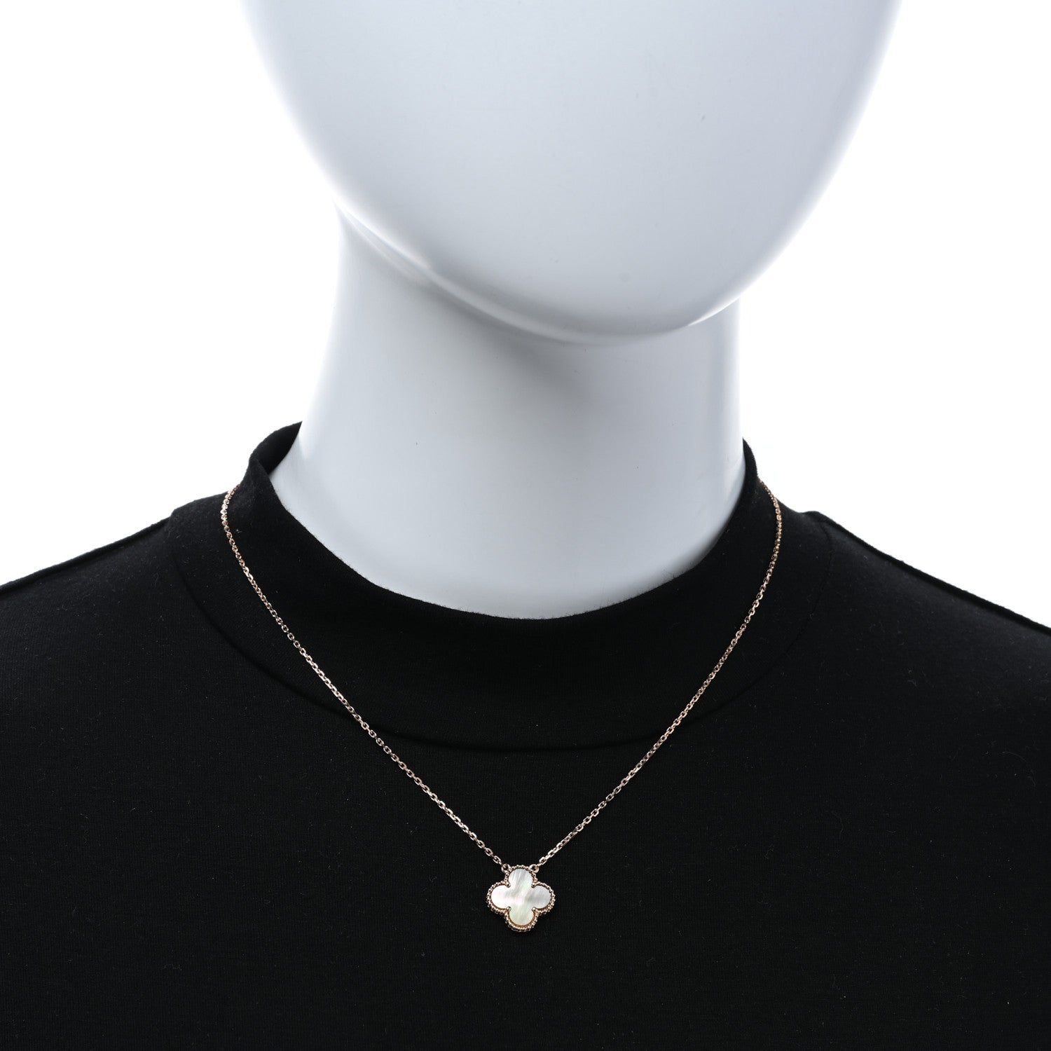 Van Cleef & Arpels 18K Rose Gold Gray Mother of Pearl Vintage Alhambra Pendant Necklace 3 of 5