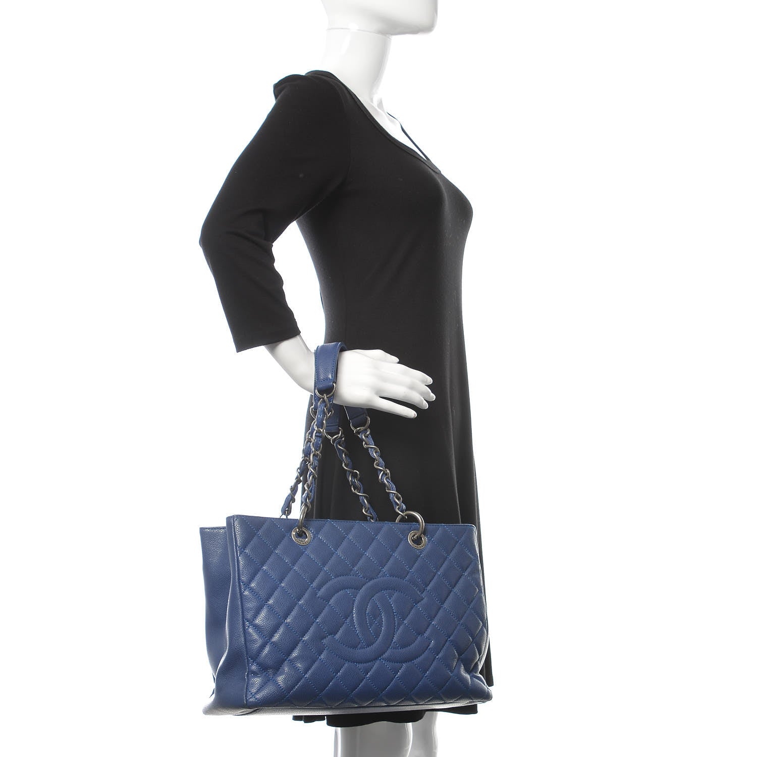 Chanel Caviar Quilted Grand Shopping Tote GST Dark Blue 2 of 22