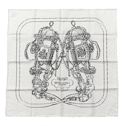 Hermes Silk Embroidered Brides De Gala Finesse Broderie Anglaise Scarf 70 White Black 1 of 4