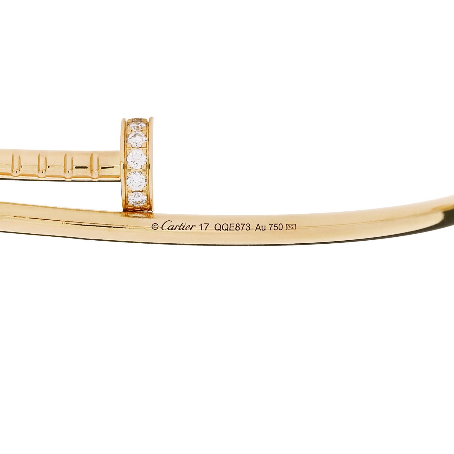 Cartier 18K Yellow Gold Diamond Small Juste Un Clou Bracelet 17 3 of 4