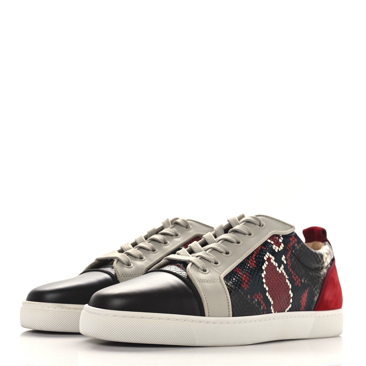Suede Calfskin Snake Embossed Louis Junior Flat Sneakers 43 Multicolor