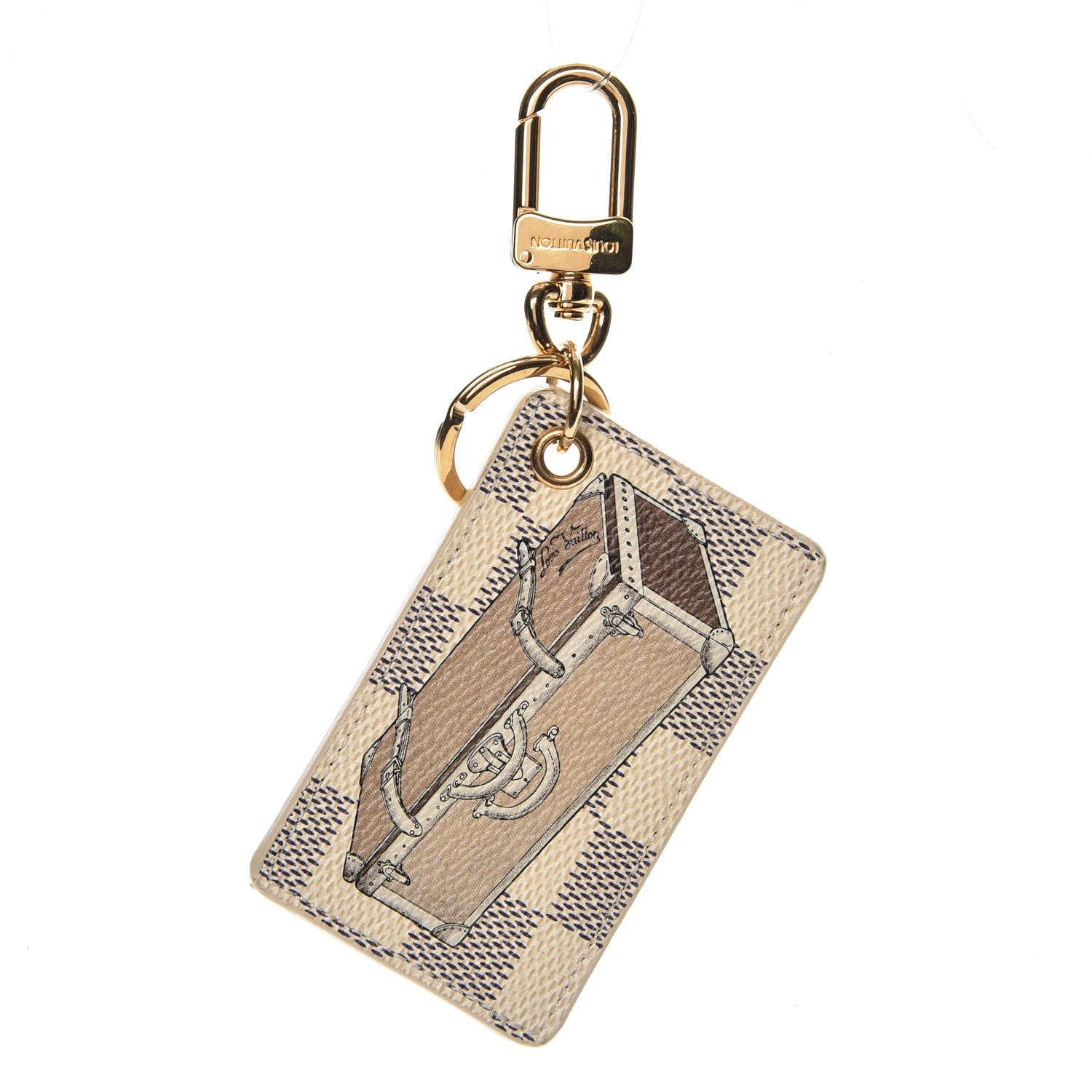 Louis Vuitton Damier Azur Illustre Trunk Bag Charm Key Ring 1 of 5