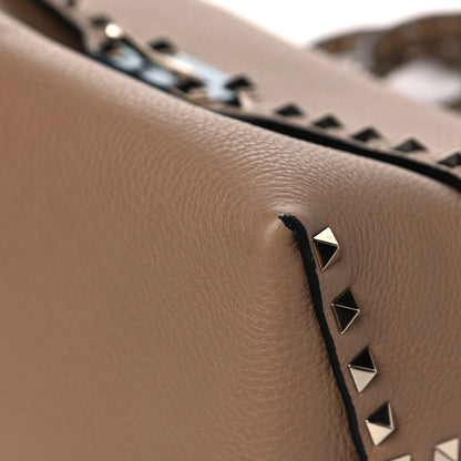 Valentino Garavani Grained Calfskin Rockstud Single Handle Flap Bag Beige 11 of 13