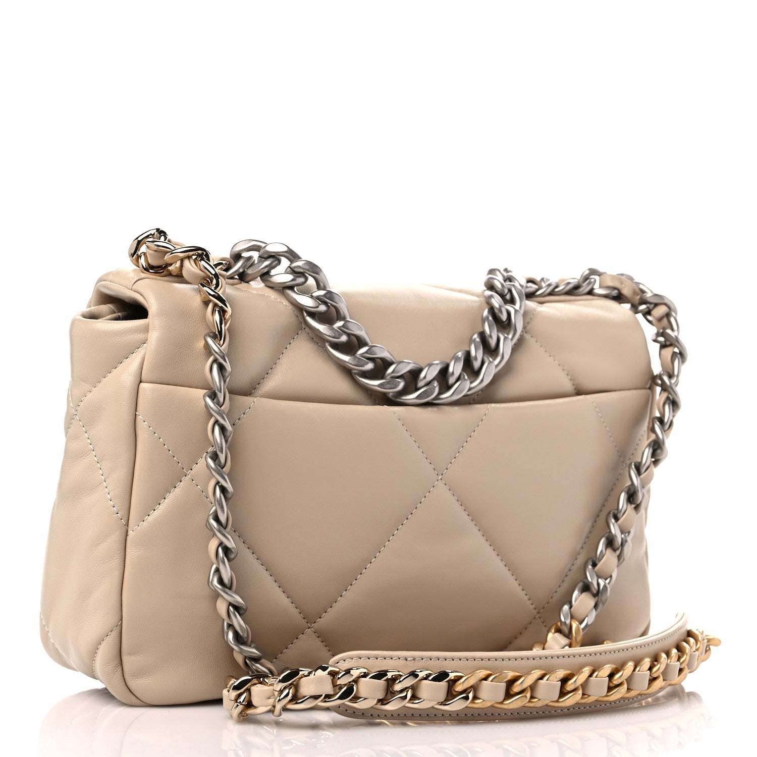 Chanel Lambskin Quilted Medium Chanel 19 Flap Light Beige 3 of 11