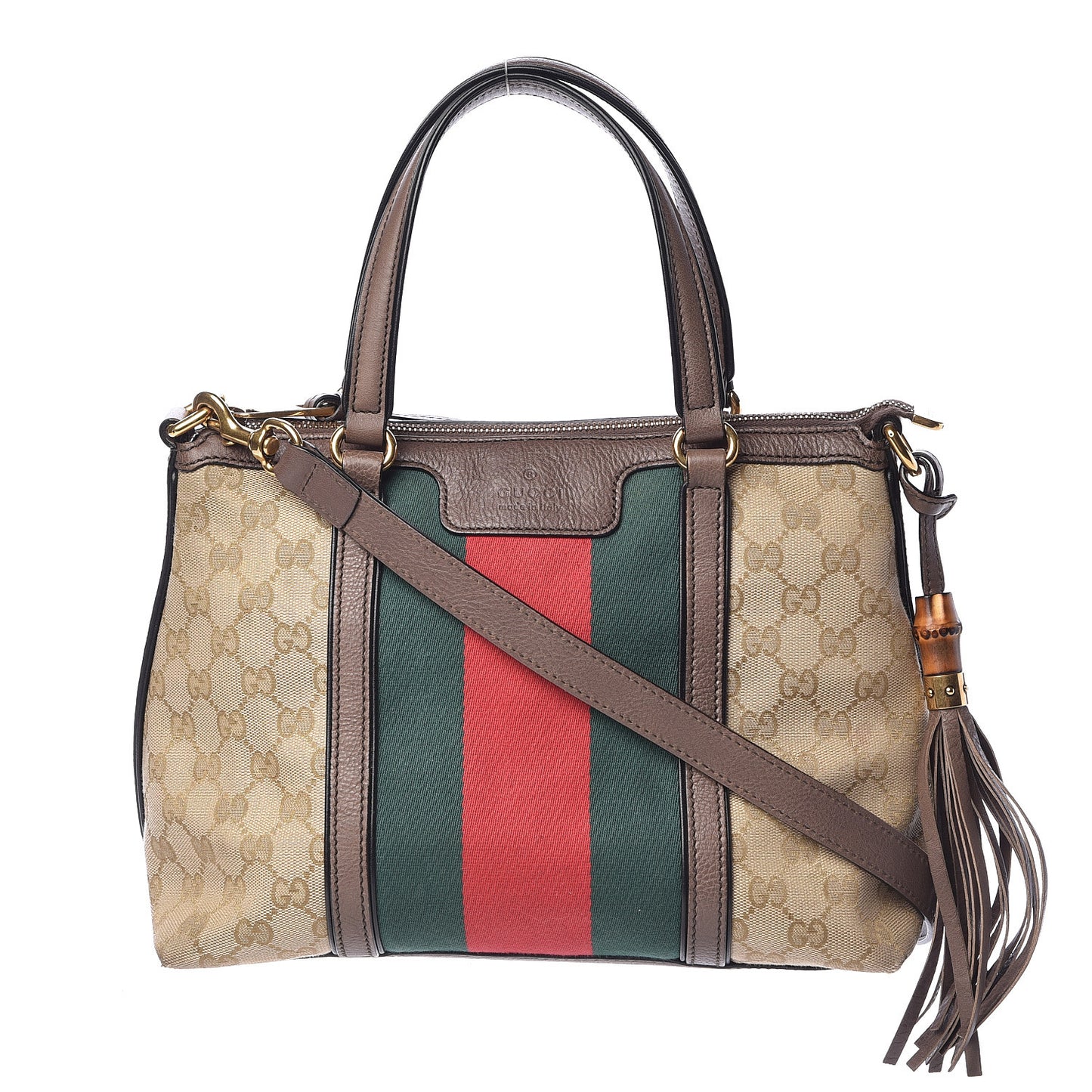 Monogram Web Rania Top Handle Bag Brown