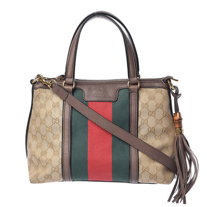 Gucci Monogram Web Rania Top Handle Bag Brown 1 of 13