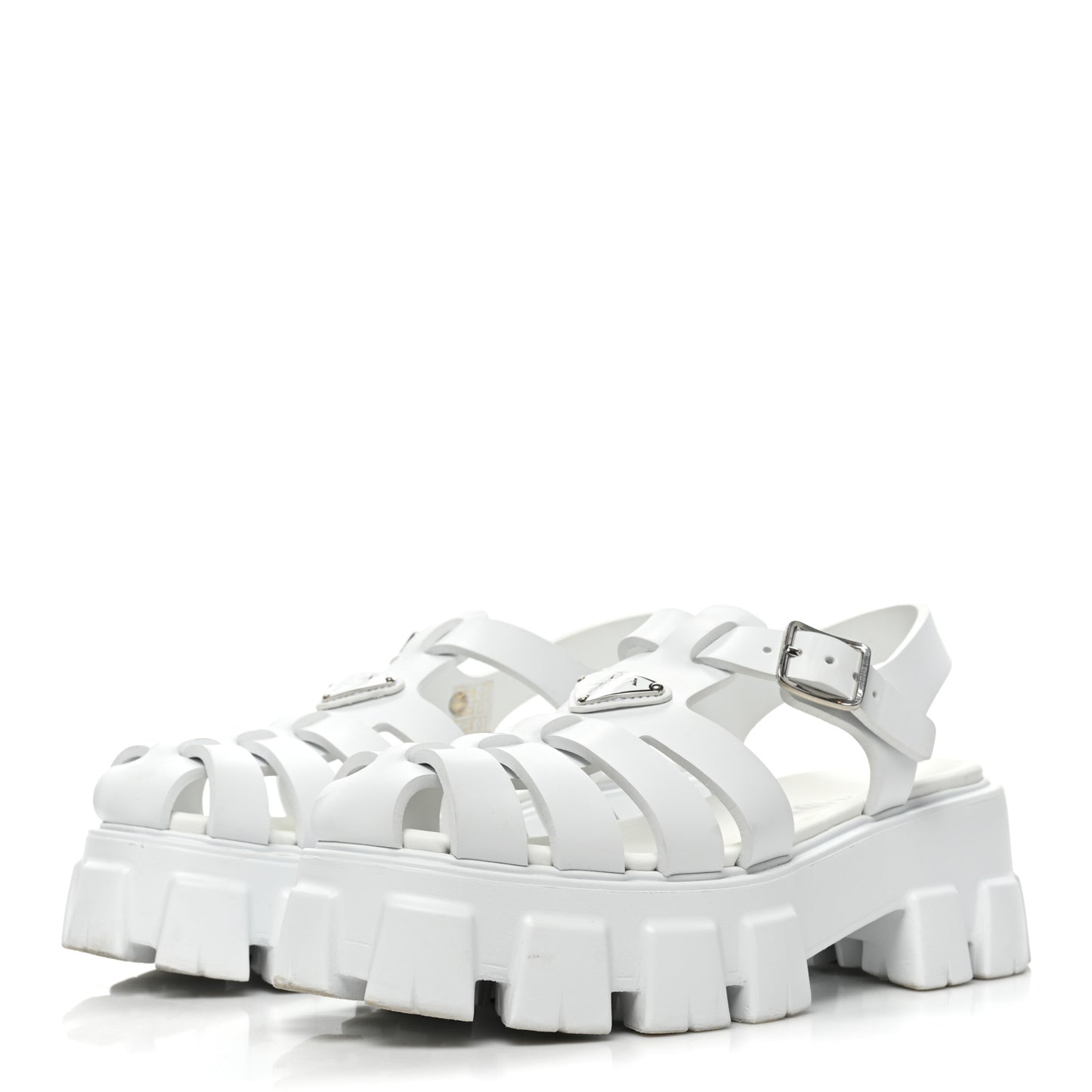 Foam Rubber Metal Triangle Logo Monolith 55mm Cage Sandals 40 White
